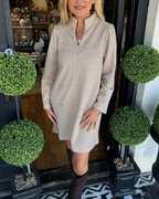Refined Versatile Herringbone-Knit Shift Dress