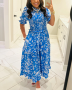Charming Floral Smocked Tiered Maxi Dress