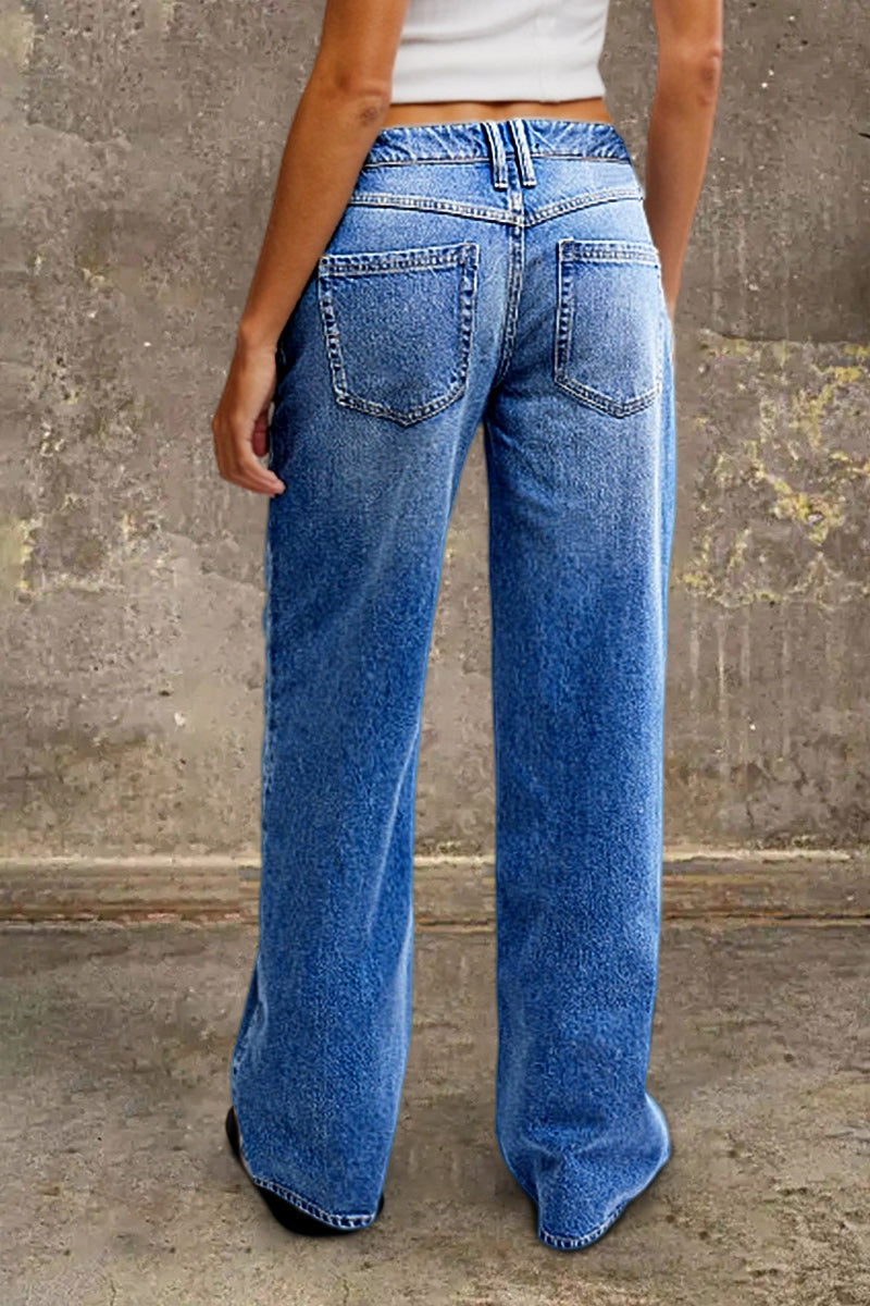 Mid-Rise Straight Fit Denim Jeans