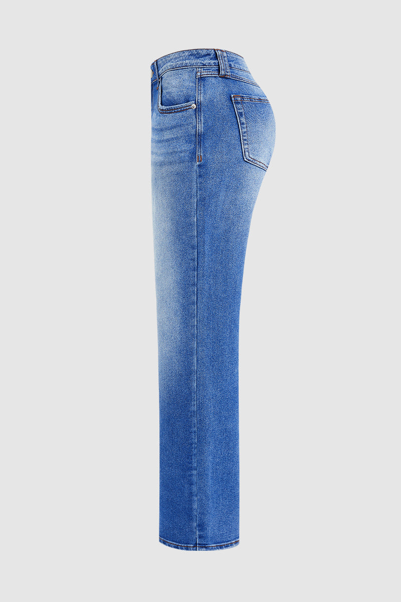 Mid-Rise Straight Fit Denim Jeans
