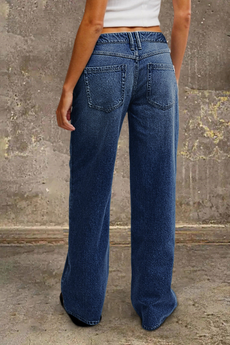 Mid-Rise Straight Fit Denim Jeans