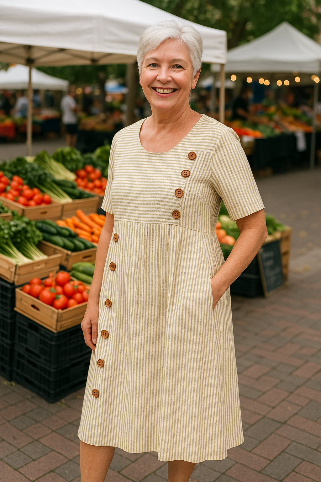 Mixed Stripe Midi Dress