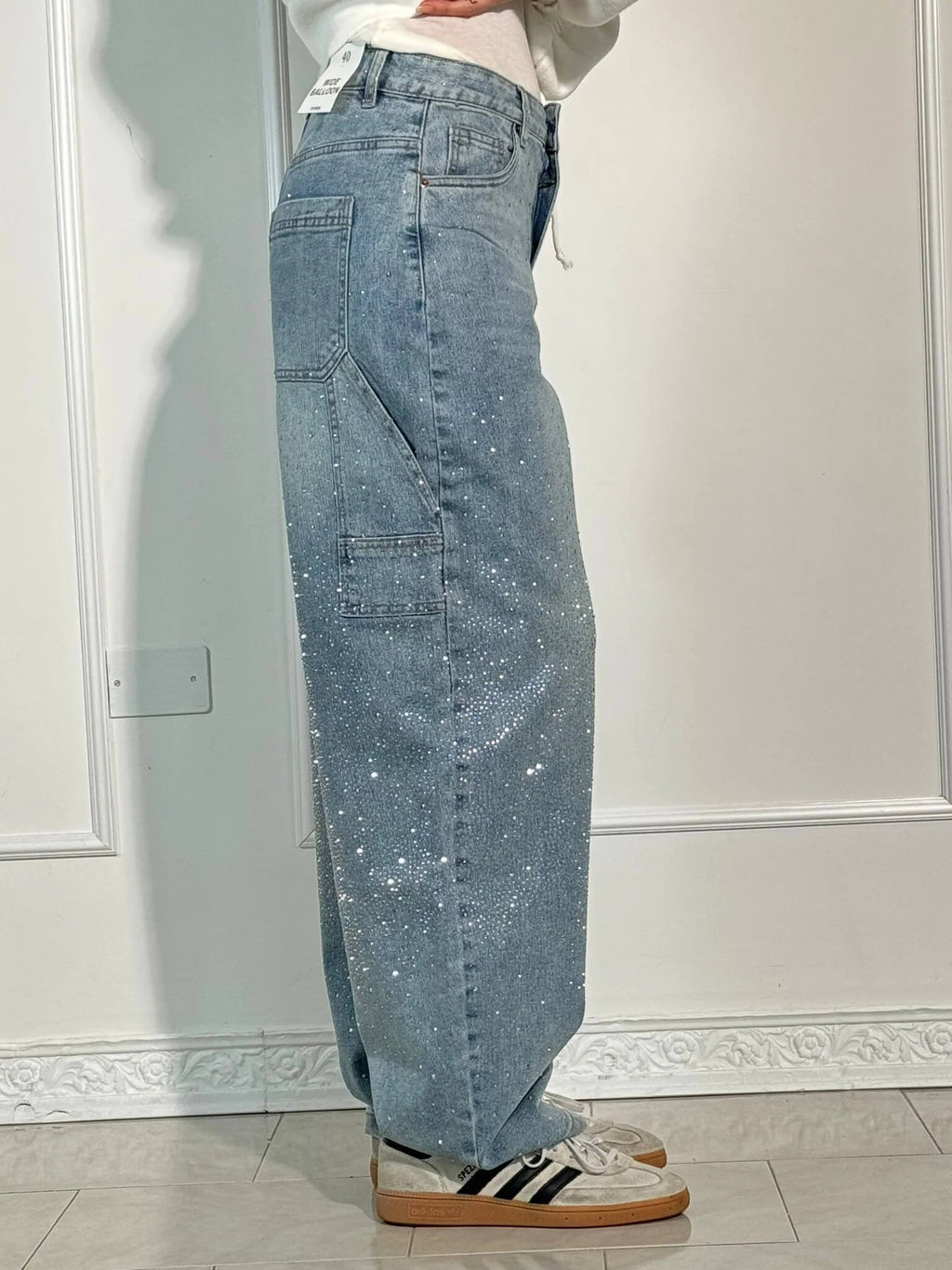 Shiny Carpenter-Style Denim Jeans