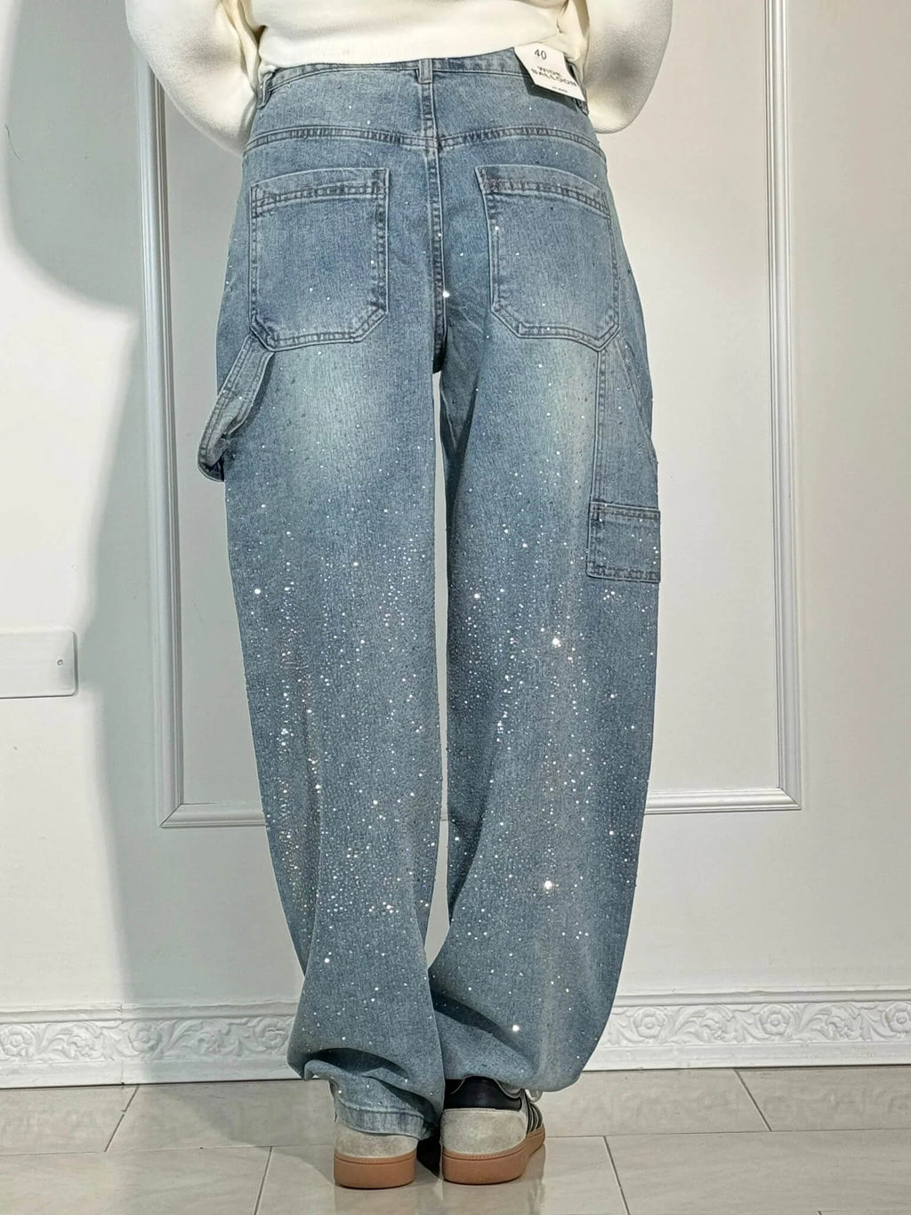 Shiny Carpenter-Style Denim Jeans