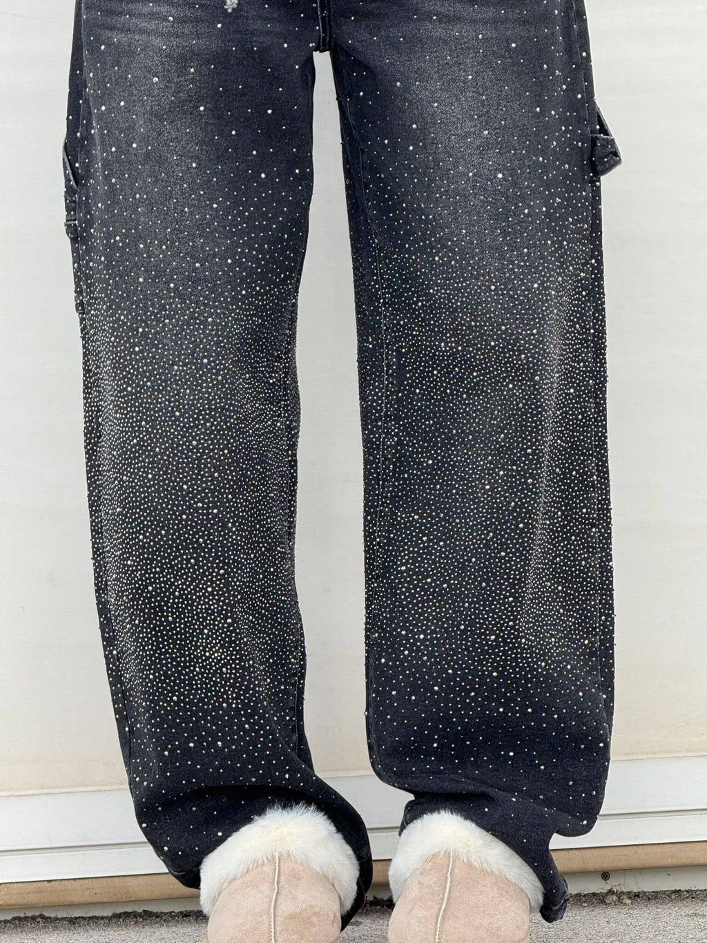Shiny Carpenter-Style Denim Jeans