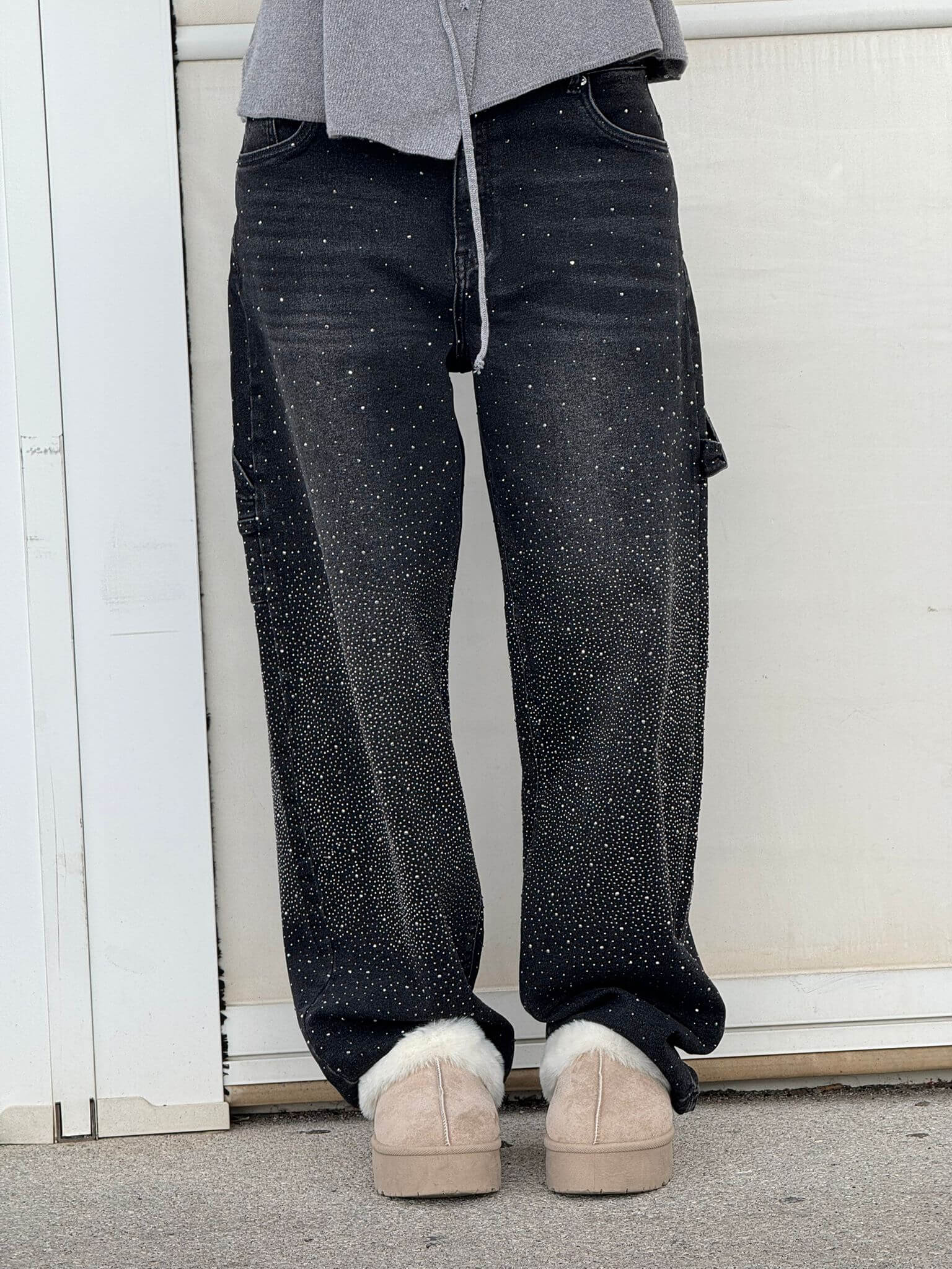 Shiny Carpenter-Style Denim Jeans