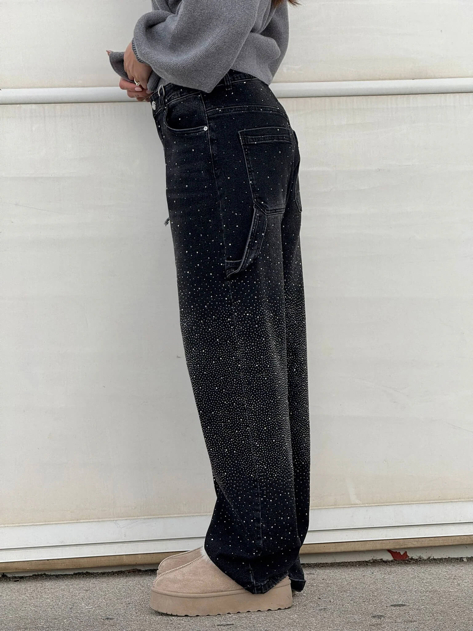 Shiny Carpenter-Style Denim Jeans