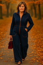Junia | Retro Wide-Leg Denim Jumpsuit
