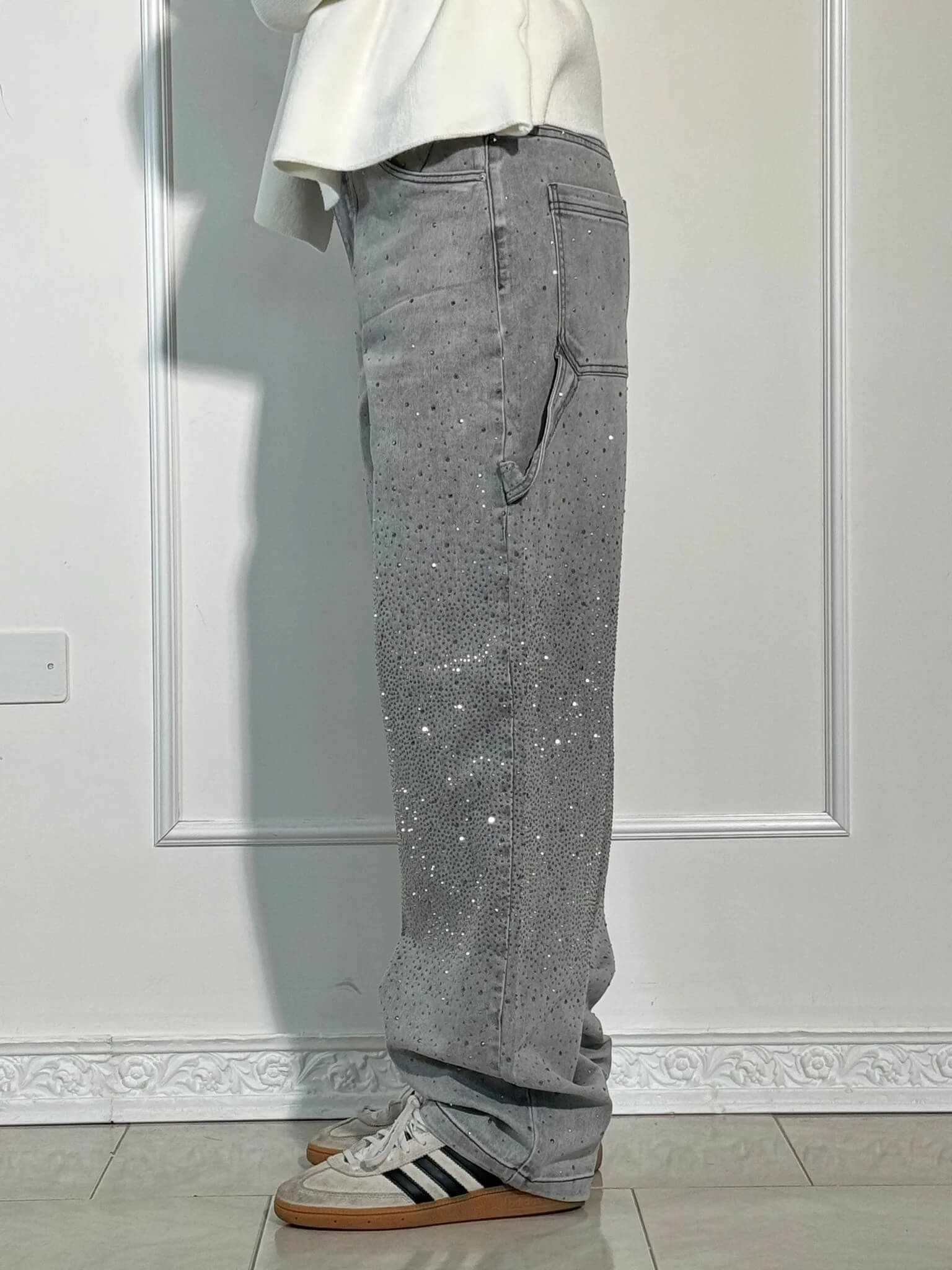 Shiny Carpenter-Style Denim Jeans