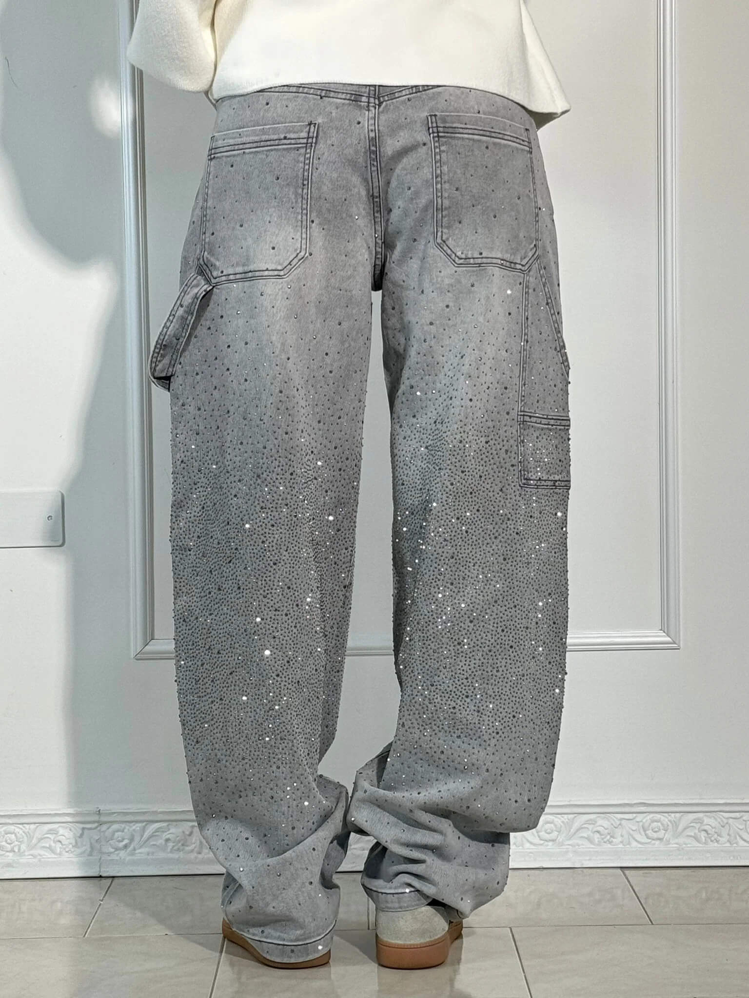 Shiny Carpenter-Style Denim Jeans