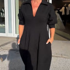 Elegant V-Neck Collared Dress