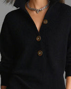 Rosetta™ | Ribbed Knit Button-Front Polo Sweater Dress