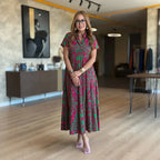 Artistic Floral Tiered Maxi Dress