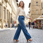 Adjustable Drawstring Waist Wide-Leg Jeans for Women