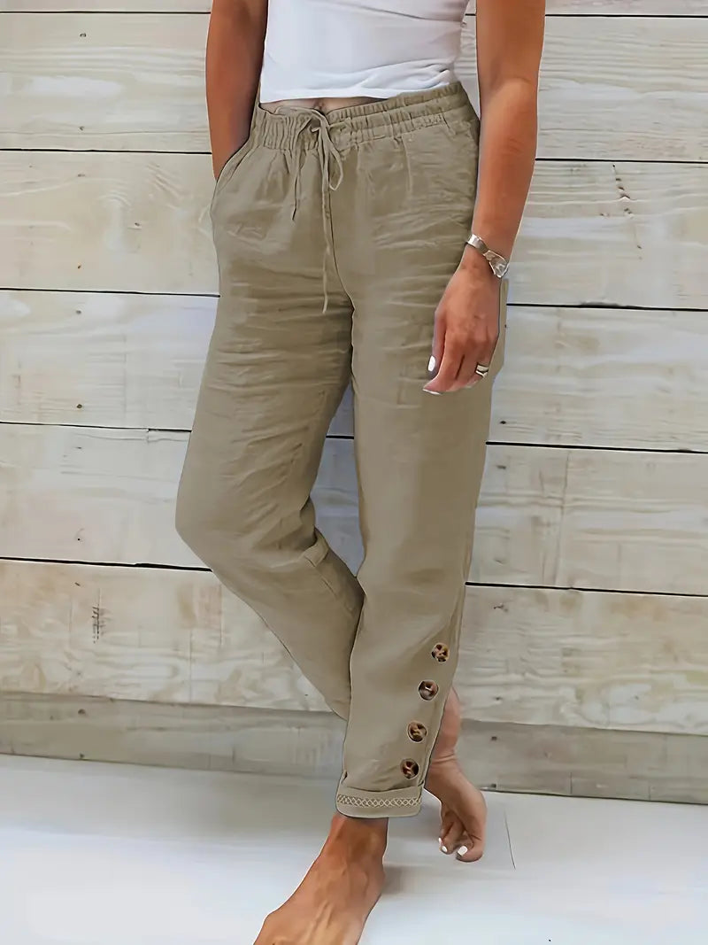 Lana™ - Slim Straight Cotton Pants