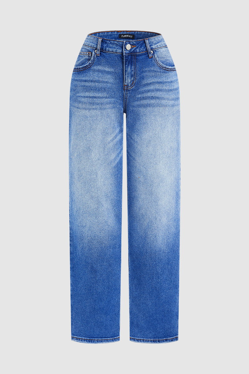 Mid-Rise Straight Fit Denim Jeans
