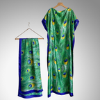 Elegant Floral Print Silk Kaftan Dress