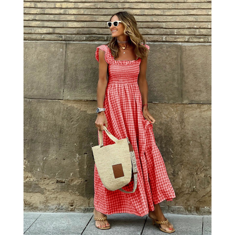 Classic Gingham Smocked Tiered Maxi Dress