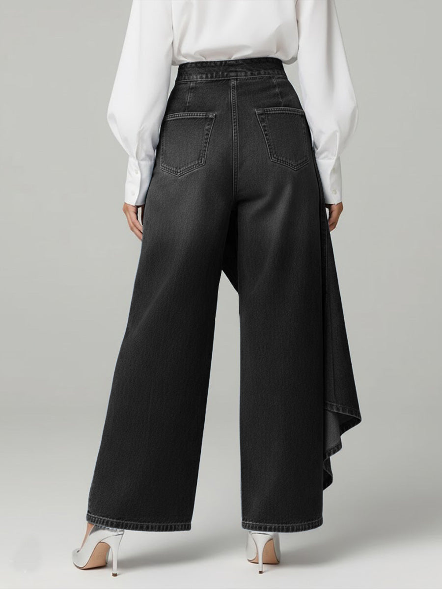 Stylish Women's High-Waisted Wide-Leg Jeans with Relaxed Fit