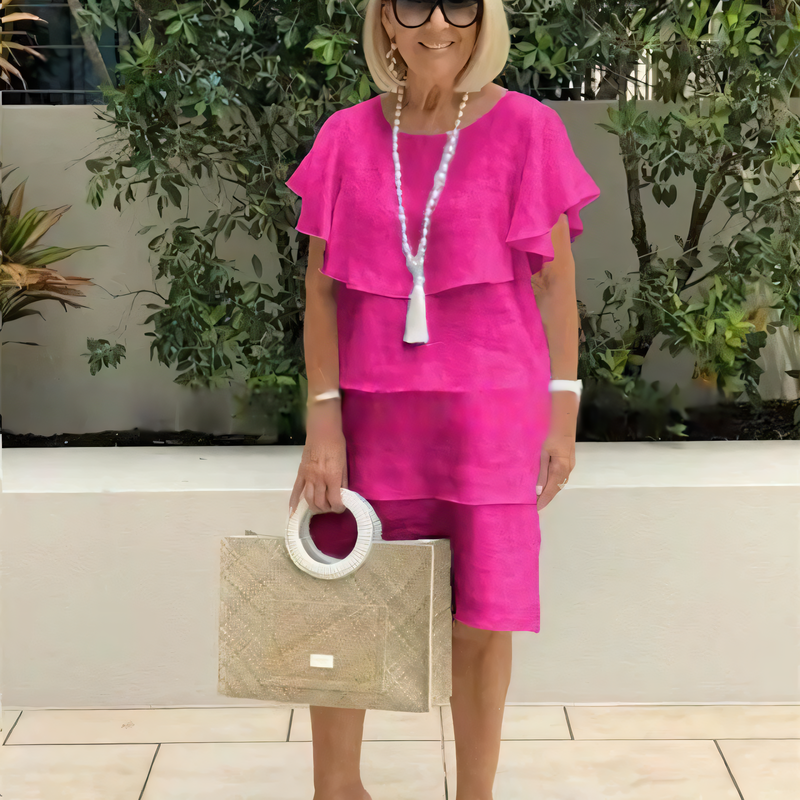 Elegant Layered Flutter Sleeve Dress