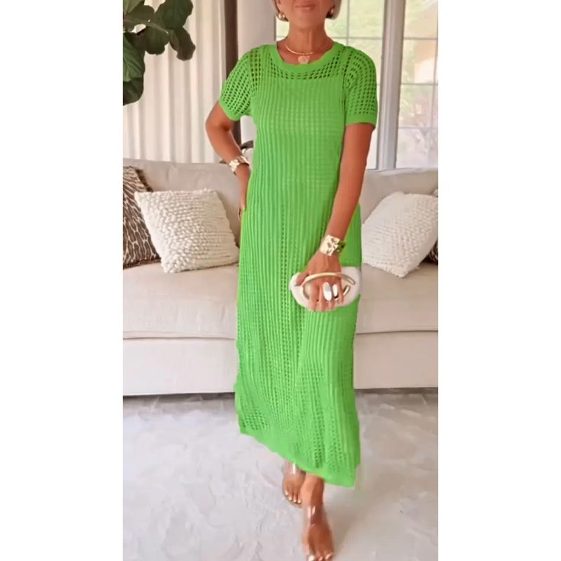 Chic Crochet Knit Hollow-Out Maxi Dress