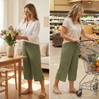 Wide-Leg Capri Pants for Women with Convenient Pockets