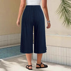 Wide-Leg Capri Pants for Women with Convenient Pockets