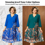 Elegant Floral Print Mock-Two-Piece Dress